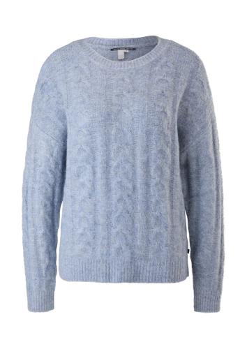 QS designed by Strickpullover mit Zopfmuster blau, grau S22   2119023 L | 9400 GREY/BLACK | 