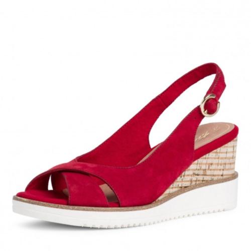 Tamaris Sandalette Leder Keilabsatz rot 1-1-28311-24 39 | 545 RUBIN SUEDE | 