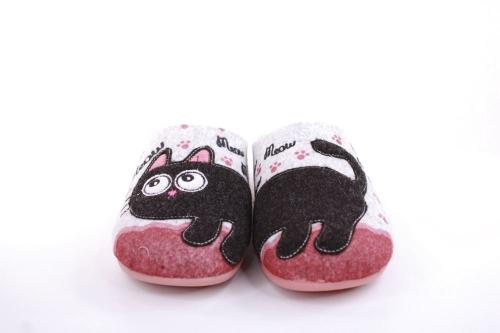 s`knöpfli Damen Hausschuh Pantolette Katzenmotiv Wechselfußbett rosa S22 Z28022P 