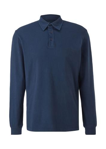 s.Oliver Shirt langarm Flammgarnjersey Polokragen blau  schwarz S12 2115897 M | 5876 dark blue | 