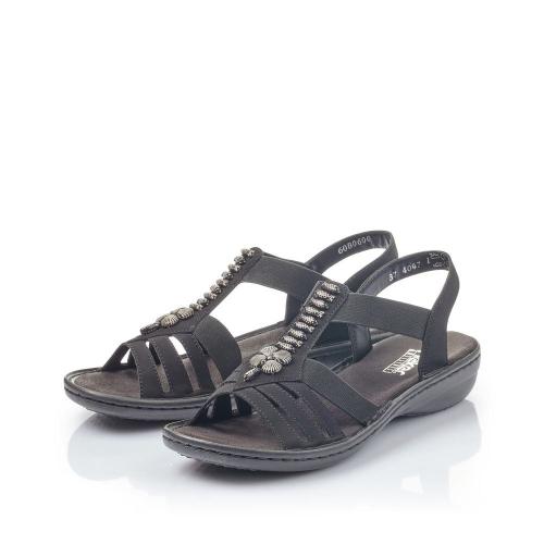 Rieker Antistress Damen Sandale Riemchensandale Gummizug schwarz S13 60806-00 