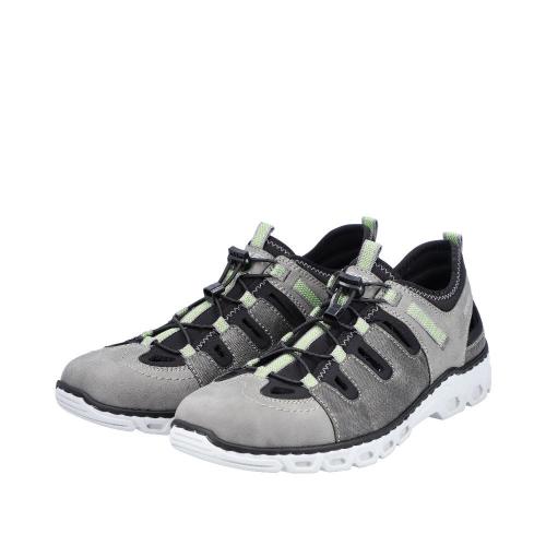 Rieker Antistress Herren Slipper Schlupfschuh Schnellschnürung  grau S12  14508-40 