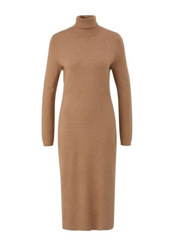 s.Oliver Damen Strickkleid Viskosemix Rippbündchen braun schwarz S22 2121299 