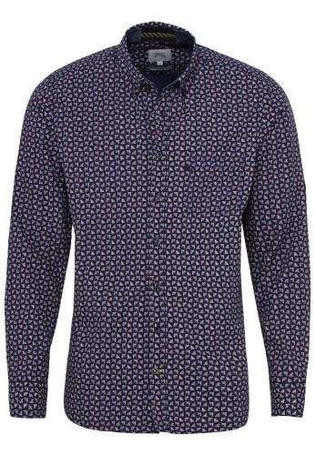 Camel Active Hemd Langarm All over Print Button Down Regular blau S21 6S15409115 