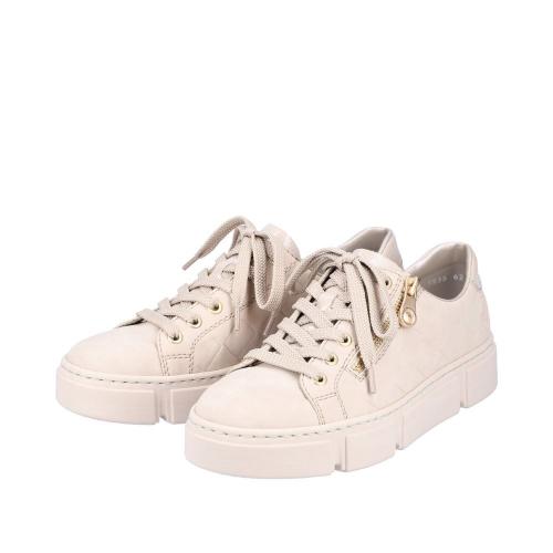 Rieker Antistress Damen Schnürschuh Sneaker Schalensohle Karo-Prägung Reißverschluss beige S22 N5935-62 