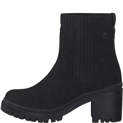 s.Oliver Damen Chelsea-Boots Stiefelette Blockabsatz schwarz S22 5-5-25430-29 