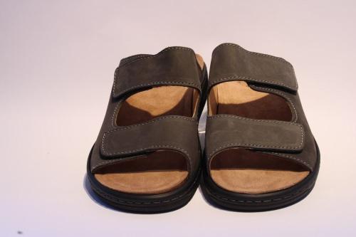 Portina Bequempantolette Wechselfußbett komplett Leder grau braun 22126 