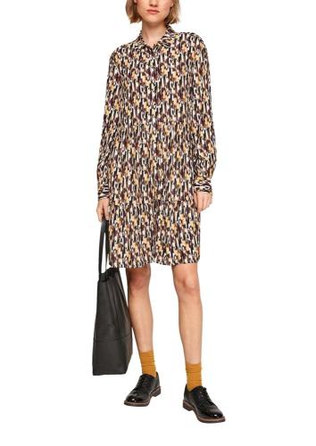 s.Oliver Volantkleid Viskose Blusenkragen Langarm gemustert S21 2107009 34 | 12B0 buttercup | 