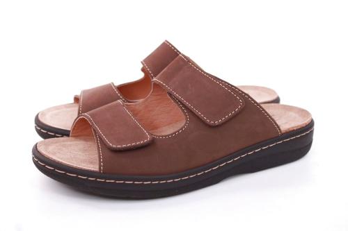 Portina Bequempantolette Wechselfußbett komplett Leder grau braun 22126 40 | moro | 