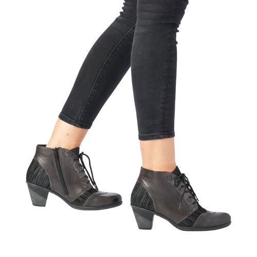Remonte Stiefelette Schnürstiefel Leder schwarz Absatz D8789 