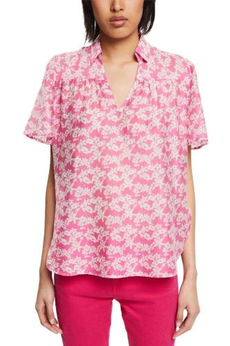 EDC geblümte Bluse mit Leinen 032CC1F302 S | C673 PINK 4 | 