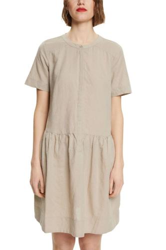 ESPRIT Kleid mit Knopfleiste aus Leinen-Mix 042EE1E315 40 | E260 LIGHT TAUP | 
