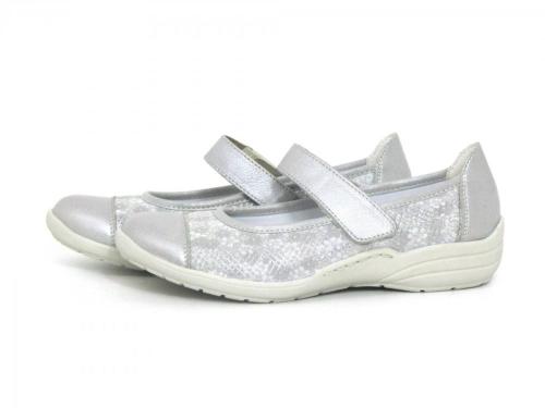 Remonte Slipper Ballerina Spange Leder silner+muschel softfoam R3510-02 