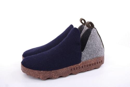 ASPORTUGUESAS City Round Toe Schuh Damen Wolle Kork- Sohle vegan grau S22 P018086011 39 | navy/concrete | 