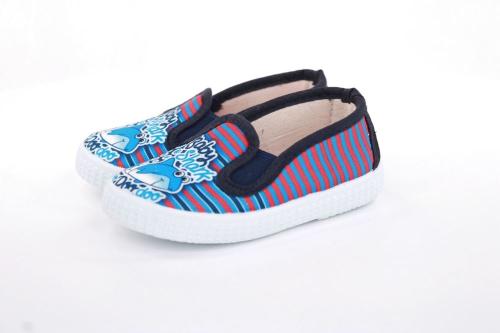 s`knöpfli Kinder Hausschuh Schlupfschuh Hai- Motiv blau S13 V28803 