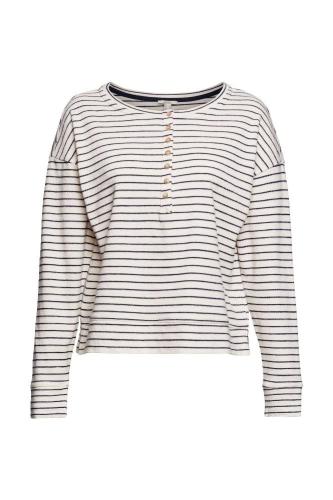ESPRIT Longsleeve Langarmshirt Knopfleiste gestreift blau S12  022EE1K342 