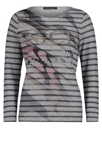 Betty Barclay Langarmshirt gestreift grafisches Muster grau S22 25101130 