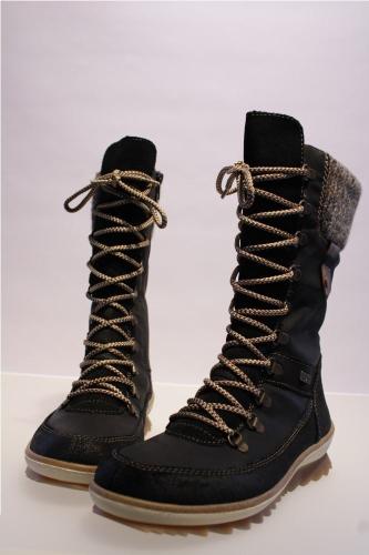 Remonte Stiefel Schnürstiefel Reißverschluss Leder TEX-Membran blau R4371-02 