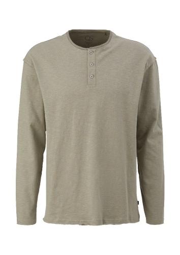 QS designed by Shirt in Flammgarnstruktur braun, schwarz S22  2124127 