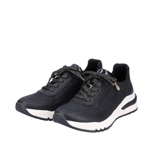 Rieker Antistress Damen Schnürhalbschuh Sneaker Keilsohle Wechselfußbett schwarz S22 M6601-00 40 | schwarz/schwarz | H