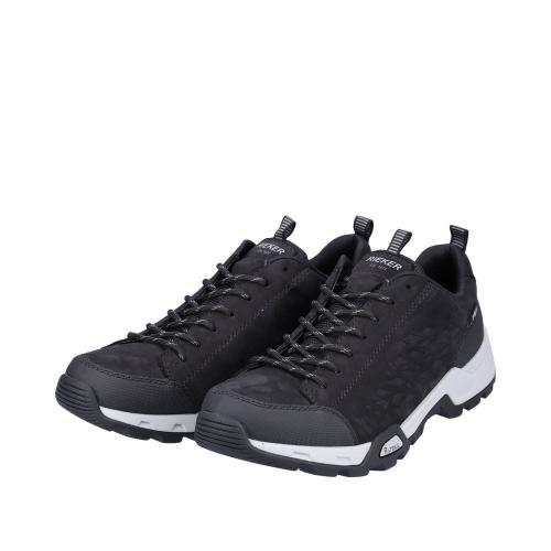 Rieker Antistress Herren Schnürhalbschuh Trekkingschuh TEX- Membran Wechselfußbett schwarz S22 16601-00 43 | schwarz/schwarz | G