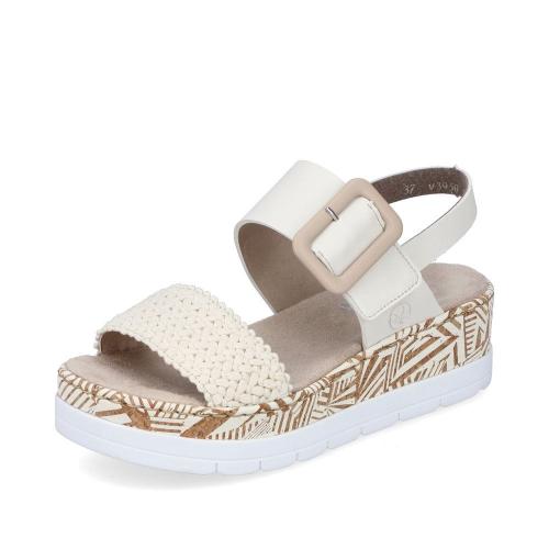 Rieker Damen Keilsandaletten hellbeige S13  V3950-61 