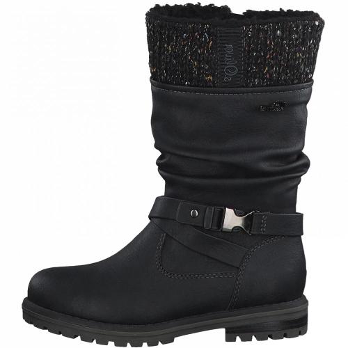 s. Oliver Kinder Stiefel Glitzerstrickbund TEX-Membran schwarz S21 5-5-46600-27 
