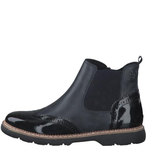s.Oliver Damen Stiefelette Stretcheinsatz Lack- Details blau S22 5-5-25444-39 