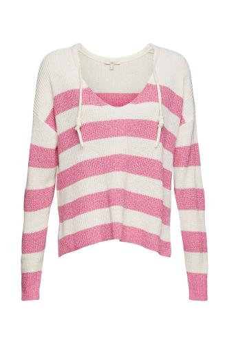EDC Pullover gestreift Kordelzug Baumwoll- Mix rosa S12 022CC1I304 S | C672 PINK 3 | 