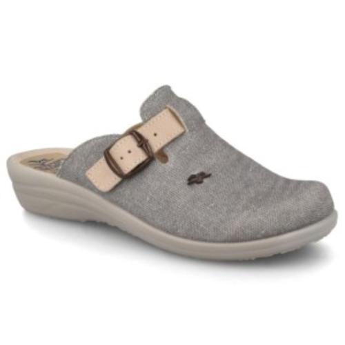 Fly Flo Damen Hausschuh PantoffelTextil grau S12 855401 