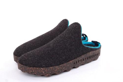 ASPORTUGUESAS Damen Pantolette Wolle Kork vegan Nachhaltig grau S22 P018023016 