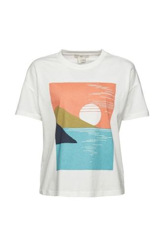 EDC T- Shirt Print Baumwolle weiß blau orange S22 062CC1K314 L | C111 OFF WHITE | 