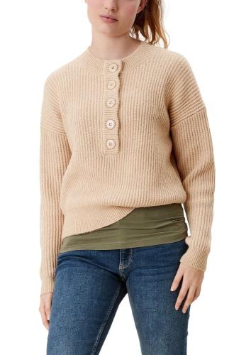 QS designed by Strickpullover mit halber Knopfleiste beige S12 2117549 XL | 82W0 beige mela | 