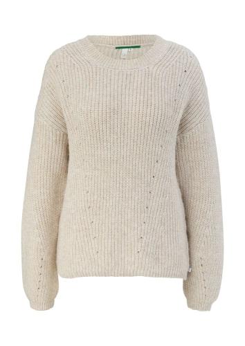QS designed by Pullover Ajourmuster Rundhalsausschnitt weiß, braun, schwarz S22 2119037 M | 87W0 BROWN | 