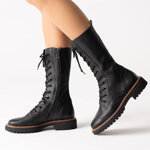 Paul Green Schnürboots Stiefel Leder Reißverschluss schwarz S21 9831-021 