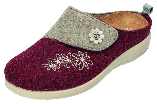 Fly Flot Hausschuh Hauspantolette bordoTgrau kombi 863443 36 | burgund/taupe | 
