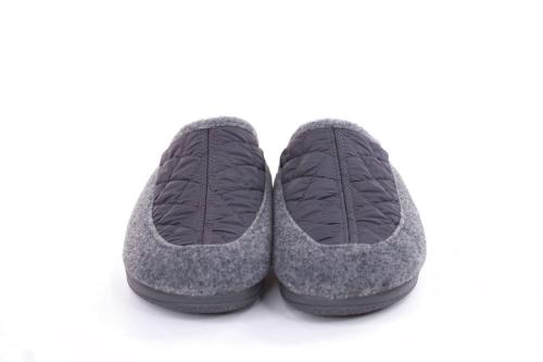 s`knöpfli Damen Hausschuh Pantolette Materialmix grau S22 X10639 