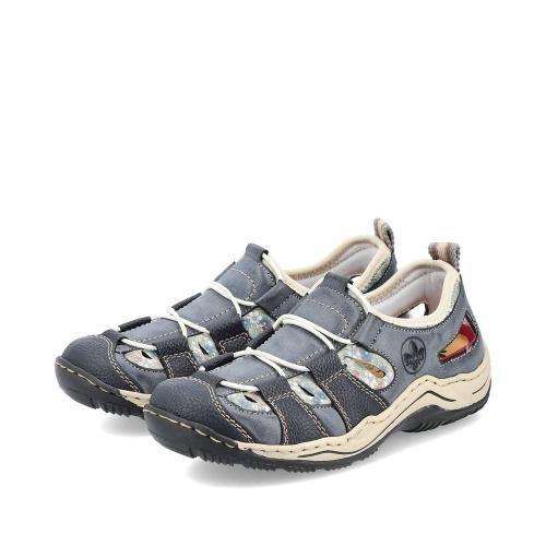 Rieker Slipper Sneaker Gummizug Trekking  Antistress blau L0561-14 