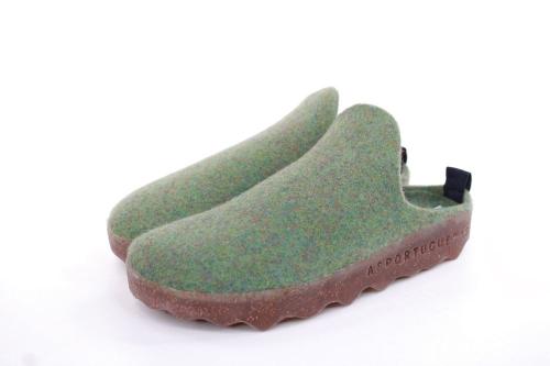 ASPORTUGUESAS Damen Pantolette Wolle Kork vegan Nachhaltig grün S22 P018023053 