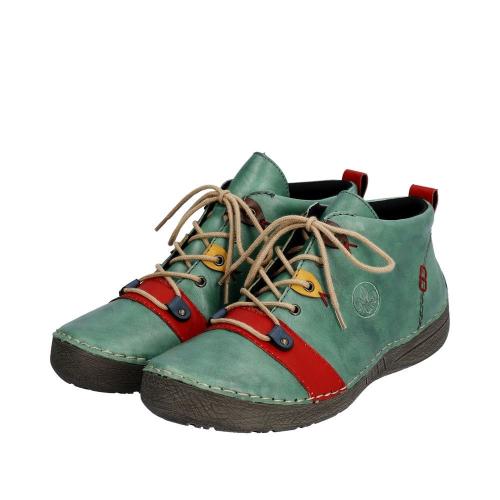 Rieker Antistress Damen Schnürschuh mehrfarbige Ösen grün S23  52507-52 