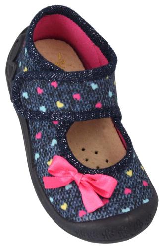 Beck Hausschuh Mädchen blau Glitzer Schleife 3038/05 