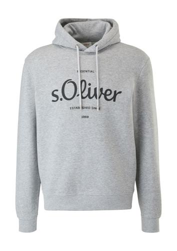 s.Oliver Herren Sweatshirt Logo- Print Kapuze blau,grau S22 2122819 