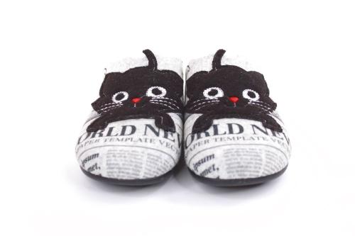 s`knöpfli Damen Hausschuh Pantolette Katzenmotiv Wechselfußbett grau S22 Z27587P 