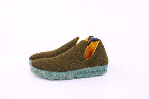 Asportuguesas Slipper CITY FOREST Naturwolle Kork-Sohle vegan grün S21 P018003017 36 | forest | 