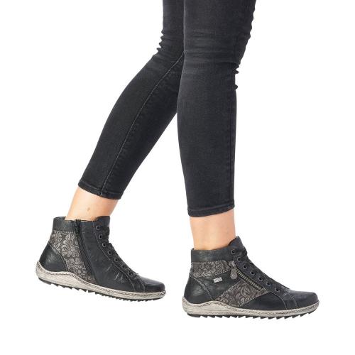 Remonte Stiefelette Schnürstiefel Reißverschluss Tex Membran Wechselfußbett schwarz grau  R1497-45 