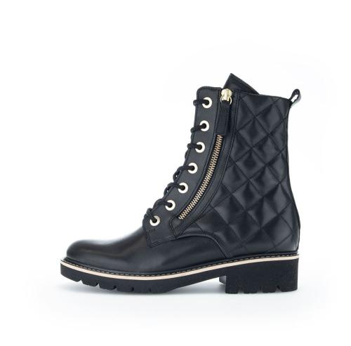 Gabor Schnürstiefelette Steppmuster Leder Wechselfußbett schwarz S22 92.735.57 3,5 | schwarz (Mic/go | G