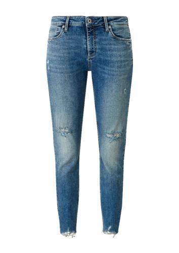 QS designed by Skinny ankle leg- Jeans 7/8 Länge  Used- Look blau S12  2111703 