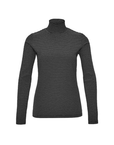 OPUS Streifenshirt Sibyla Rollkragen feine Streifen schwarz S22 10094410751145 