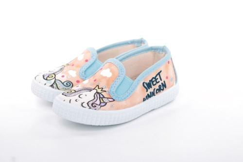 s`knöpfli Kinder Hausschuh Schlupfschuh Mädchen Einhorn- Motiv orange S13 V28851 