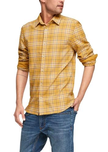 s.Oliver Hemd kariert Slim Stretchhemd gelb S21 2106433 